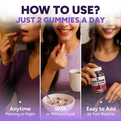 Purify Life Lions Mane gummies dispensing pour for daily energy.