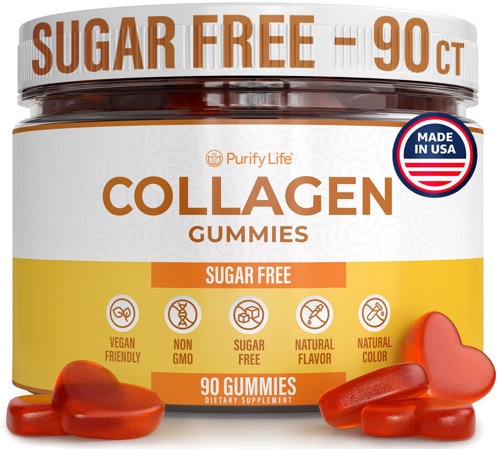 Purify Life sugar-free marine collagen gummies bottle close-up for daily beauty support