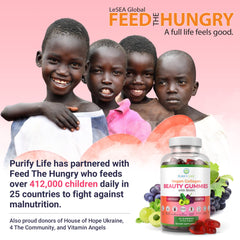 Purify Life Vegan Collagen Gummies bottle side showing resealable design.