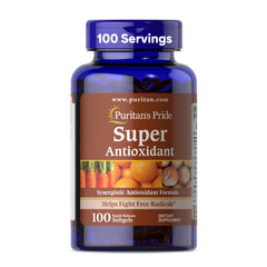 Puritan's Pride antioxidant bottle front for daily oxidative stress support.