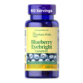 Puritan's Pride Blueberry Eyebright Complex bottle shown for daily antioxidant support