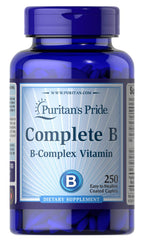 Puritan's Pride Complete B Complex caplets bottle for daily energy support.