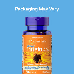 Puritan's Pride Lutigold Lutein softgels for easy daily use and macula support.