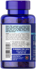 Puritan's Pride omega-3 softgels close-up illustrating convenient daily dosing.