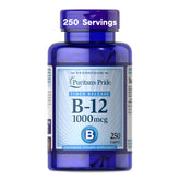 Puritan's Pride timed-release Vitamin B-12 tablets for steady energy support.