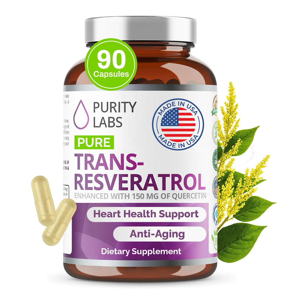 Purity Labs Trans Resveratrol bottle for daily antioxidant support and easy wellness