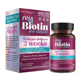 Purity Products MyBiotin ProClinical bottle on white background highlights convenient daily use.