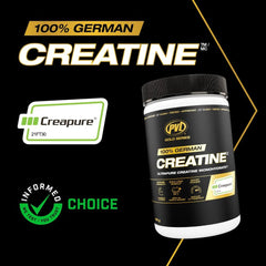 PVL Creapure Creatine powder pours smoothly for quick mixing before workouts.