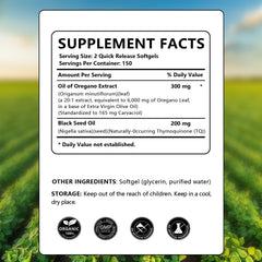 PWERD black seed oil blend softgels image emphasizing 2-in-1 formula benefits.