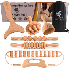 PYSEAN 7-in-1 wood therapy kit full set for self-massage and lymphatic drainage