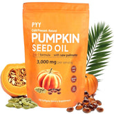 PYY cold-pressed pumpkin seed oil softgels bottle highlighting nutrient-rich oil for daily wellness.