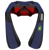 QEIFEII Neck Massager blue front view for cordless relief and convenience.