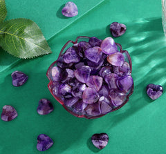 QINJIEJIE Amethyst Heart Crystal for pocket carry and daily stress relief.