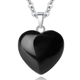 QINJIEJIE black obsidian heart pendant front view for daily wear