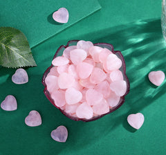 QINJIEJIE mini rose quartz heart crystal, perfect for DIY crafts and decorations.