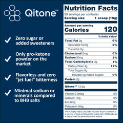 Qitone Pro Ketone Powder mixed in water for steady energy.