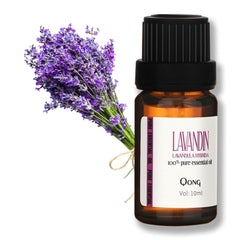 QONG lavender essential oil bottle for diffuser-ready aroma and skincare routines.