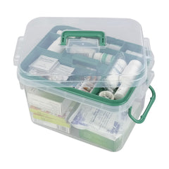 Qskely clear storage box front view shows quick content visibility.