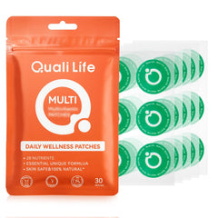 QualiLife Multi Plus patch pack on skin for discreet daily support.