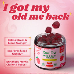Quali-Tea Cortisol Manager Formula tin demonstrates stress regulation and relaxation support