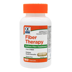 Quality Choice Daily Fiber Capsules bottle side label highlights 2.4 g fiber per serving.