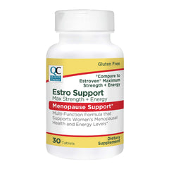 Quality Choice Estro Support Max Energy bottle showing tablets for menopause energy support