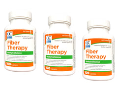 Quality Choice fiber therapy caplets bottle shows 100 count for daily regularity.