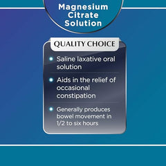 Quality Choice Magnesium Citrate lemon pour shows fast-acting relief in a ready-to-use bottle