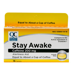 Quality Choice Stay Awake caffeine tablet pack ready for study sessions