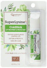 Quantum Coldstick with Super Lysine lip balm stick offering SPF-21 protection on sunny days.