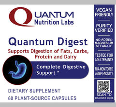 Quantum Nutrition Quantum Digest packaging emphasizes plant-based quality and purity.
