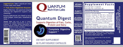 Vegan-friendly label and seal on Quantum Digest indicating plant-based enzyme formula.