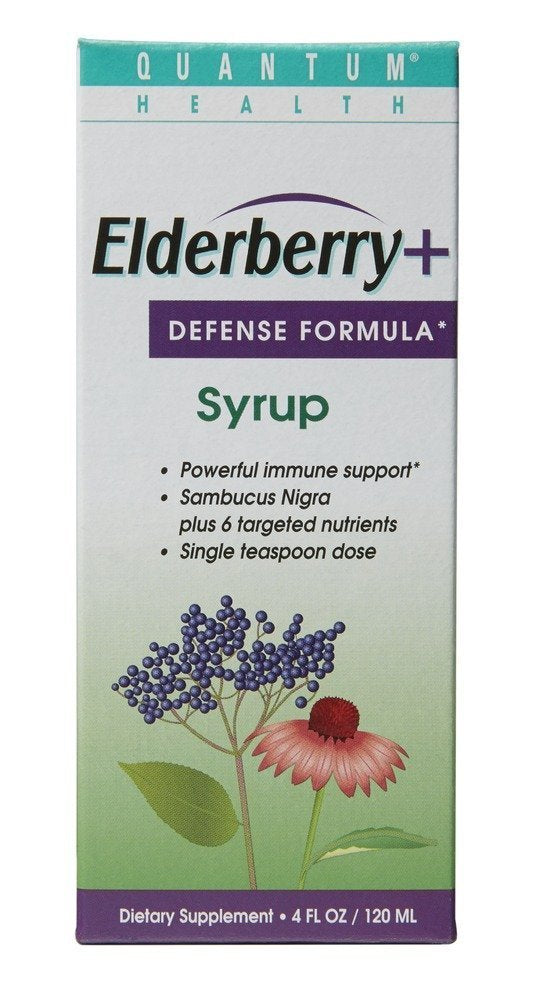 Quantum Elderberry-C Syrup bottle ready for daily wellness and gluten-free use