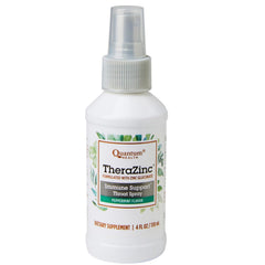 Quantum TheraZinc spray targeting the back of the throat for quick soothing
