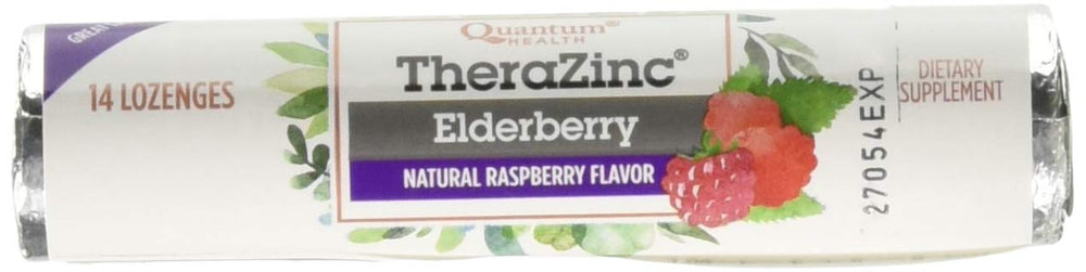 Quantum Zinc Elderberry Raspberry lozenge bottle on-the-go display for daily wellness