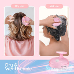 Queenwill electric scalp massager in shower, water-resistant for deeper cleansing.