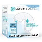 QuickChange men's wrap demonstrates fast-change capability for quick, discreet care.