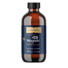 Quicksilver Liposomal Magtein bottle pouring for easy daily brain support