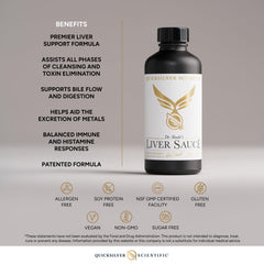 Quicksilver Liver Sauce label close-up on premium liposomal formula.
