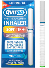 QuitGo habit replacement inhaler close-up with menthol scent for sensory support.