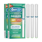QuitGo soft-tip inhaler with fresh mint in a discreet 3-pack for oral support.
