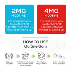 Closeup of Quitine 2mg Mint gum highlights refreshing flavor.