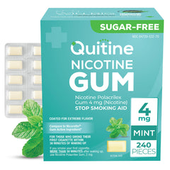 Quitine 4mg Mint gum pack front view highlighting mint flavor and nicotine content