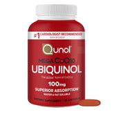 Qunol ubiquinol 100mg softgels bottle – easy daily energy support.
