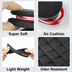 Quxiang height increase insoles inside a shoe demonstrating discreet wear in sneakers or boots