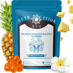 QVQ Feminine Balance Gummies bottle with pineapple flavor for daily wellness