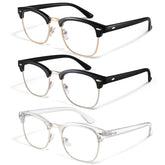 Racico blue light blocking glasses pack 3 frames reduce eye strain during screen time.