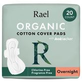 Rael organic cotton top sheet pads package offers comfortable protection