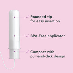 Rael compact applicator tampons, super absorbency for heavier days.