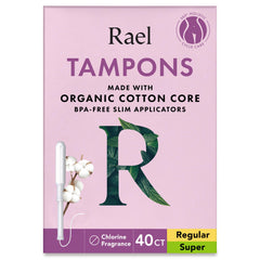 Rael tampons with slim applicator for easy insertion and discreet wear